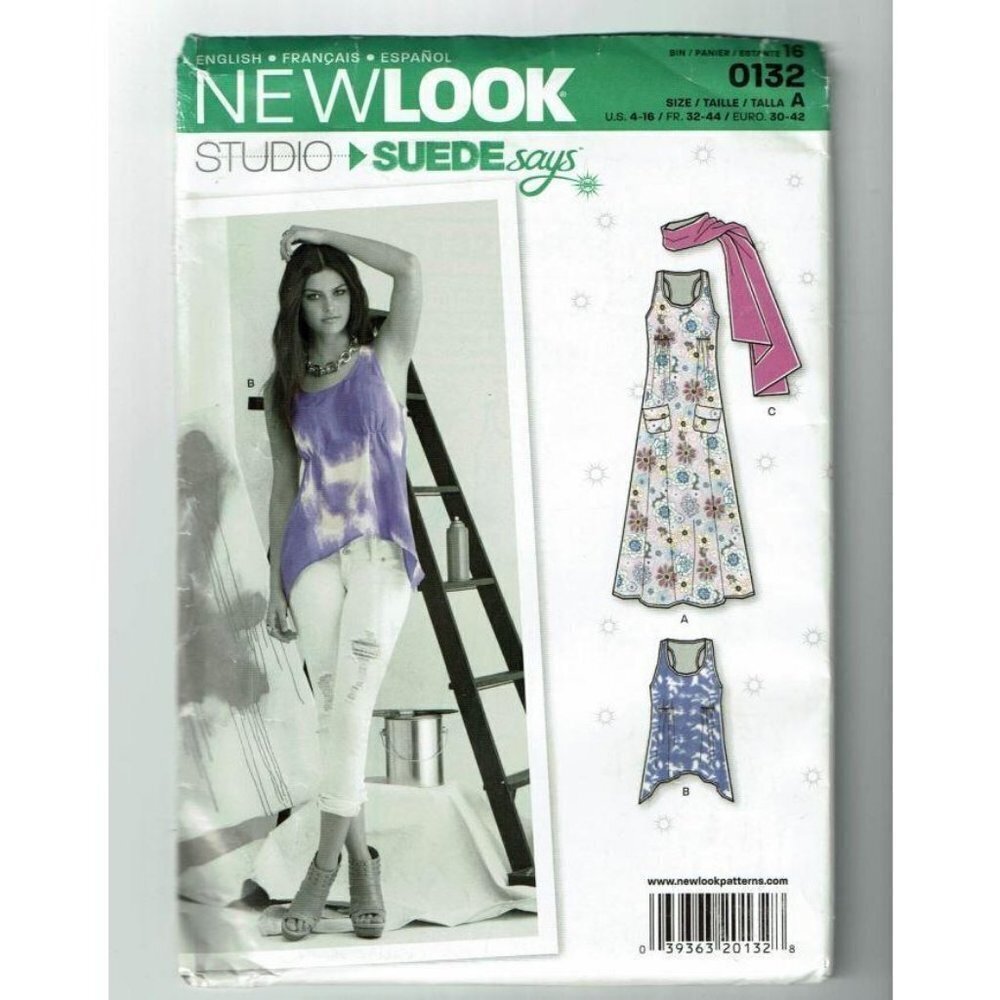 New Look Sewing Pattern 0132 6102 Misses Top Dress Scarf Size 4 to‎ 16